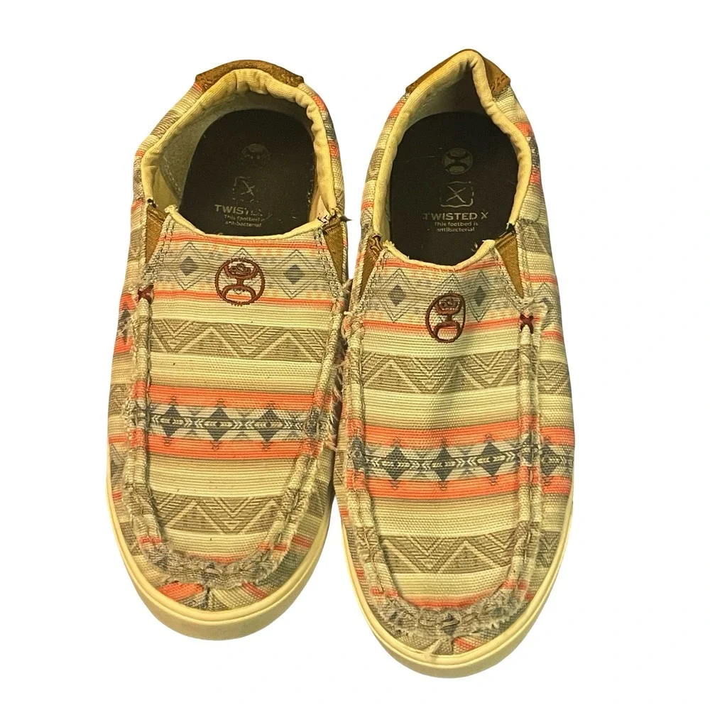Twisted‎ X Hooey Youth Slip On Loafers Aztec Geometric Pattern Shoes YHYC007 4M